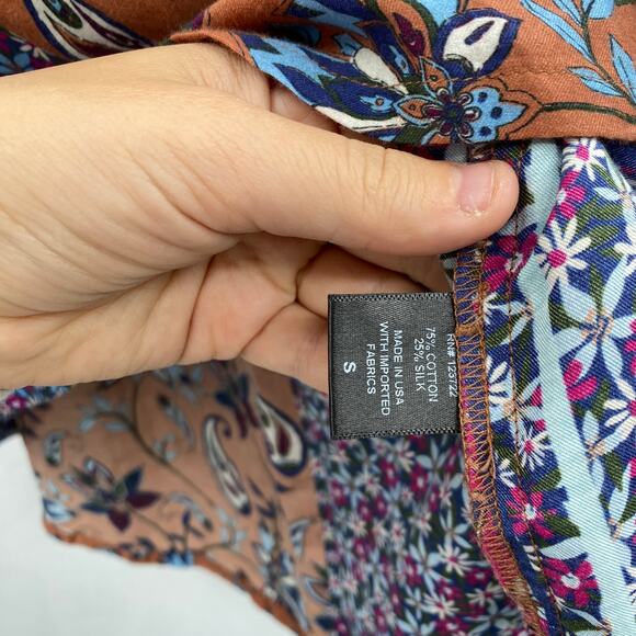 Xirena S Kiera Patchwork Silk Cotton Blend Top Blouse - Picture 4 of 6